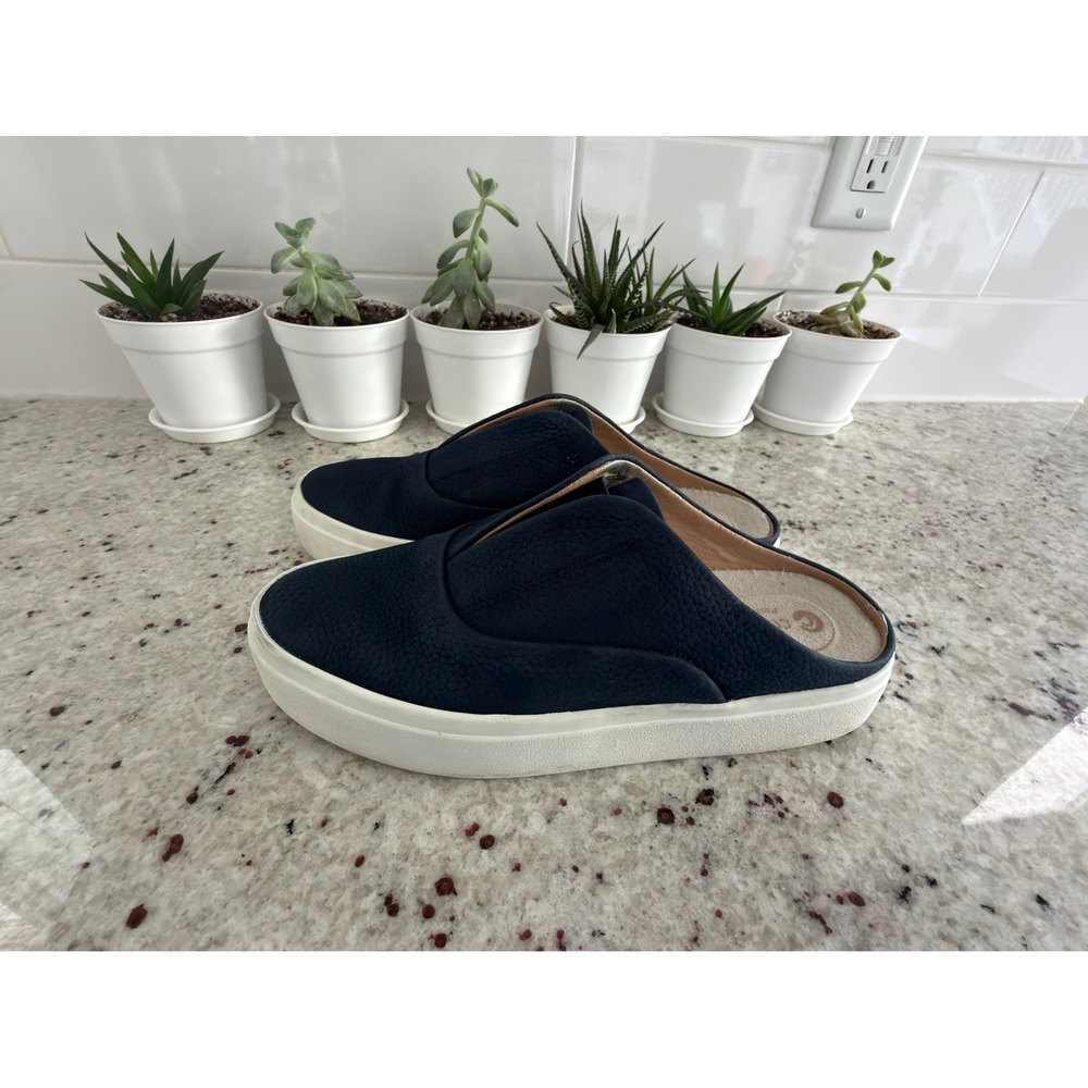 Corso Como Navy Blue Leather Slip-On Mule Sneakers Size 7